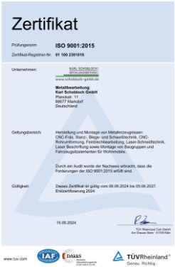 ISO 9001 Zertifizierung